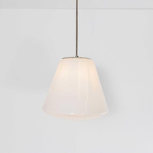 1950s Large Mouth Blown Opaline Bell Pendant Lamp, 1950s For Sale - Image 5 of 9