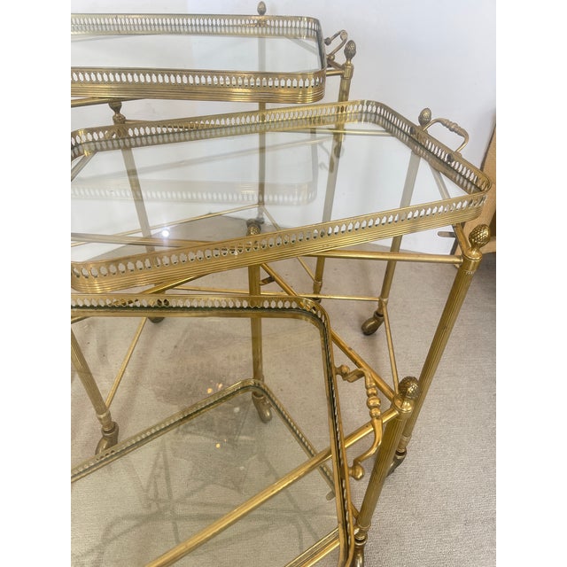 French Neoclassical Style Nesting Bar Carts With Glass Shelves, Maison Bagues For Sale - Image 17 of 18
