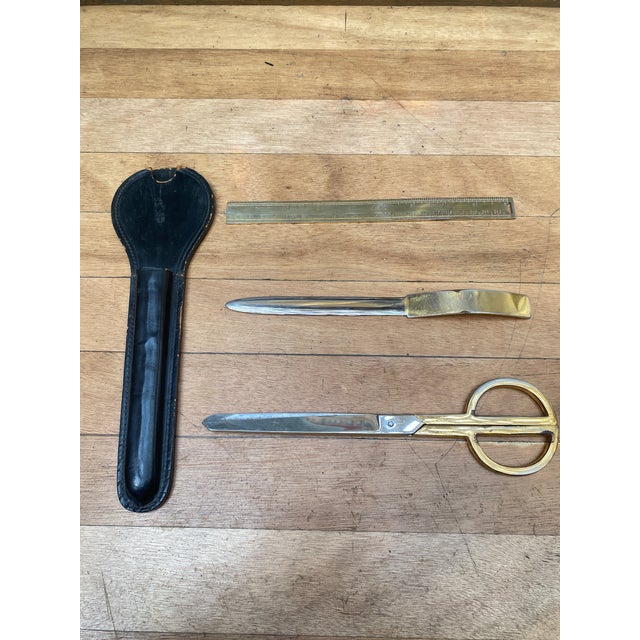 Lancel Steel Desk Set with Leather Case, France, 1960s, Set of 4 For Sale - Image 15 of 15