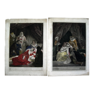 1796 Queen Elizabeth Colored Engravings - A Pair