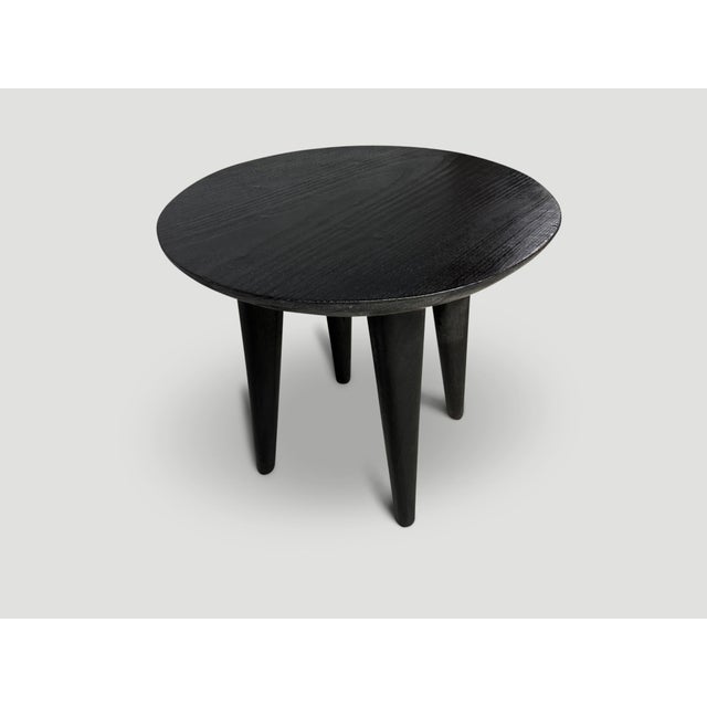 Andrianna Shamaris Minimalist Charred Round Side Table For Sale - Image 12 of 18