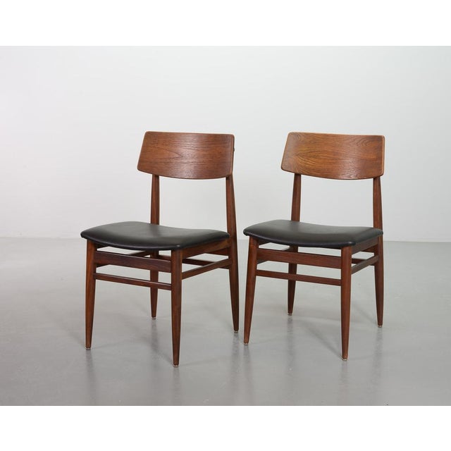 Danish Teak Dining Chairs with Black Leatherette Seats, Denmark, 1960s, Set of 6 For Sale - Image 6 of 18