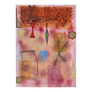 Contemporary Abstract Mixed Media on Paper Painting "Cave Quilt" by Michael Barringer