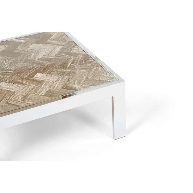 Pace Collection Mid-Century Modern Leon Rosen for Pace Chrome and Marble Cocktail Table For Sale - Image 4 of 7