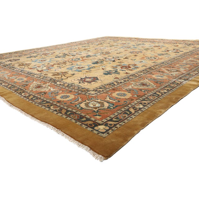73419 Vintage Persian Sultanabad Rug, 16'04 x 17'08. Exuding an enchanting blend of Biophilic Design and timeless...