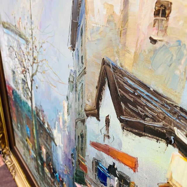 Original 1980s Jose Luis Leiva Painting, Paris Street Scene "La Maison Catherine" For Sale - Image 9 of 13