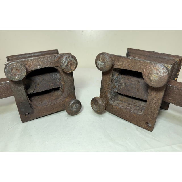 Antique Pair 19th Century Chinese Emperor & Empress Cast Iron Fireplace Andirons For Sale - Image 16 of 16