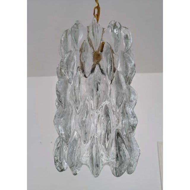 Metal Ice Glass Pendant Light by J. T. Kalmar, Austria, 1960s For Sale - Image 7 of 12