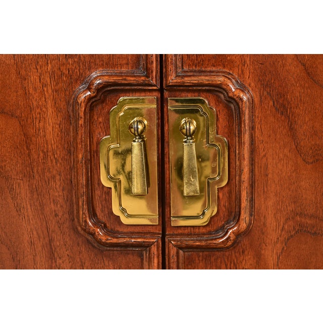 Thomasville Mid-Century Hollywood Regency Chinoiserie Walnut Long Dresser or Credenza, Circa 1970s For Sale - Image 9 of 15