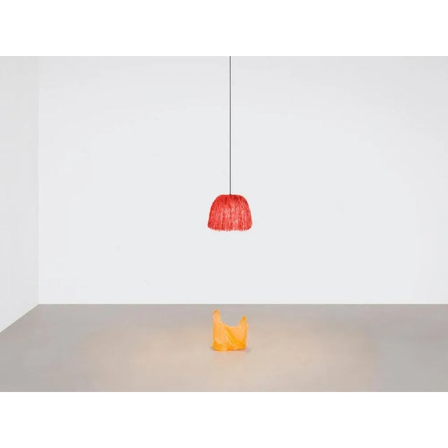Red fran xs lamp by llot llov handcrafted light object dimensions: ø 24 cm x h 30 cm materials: raffia fringes also...