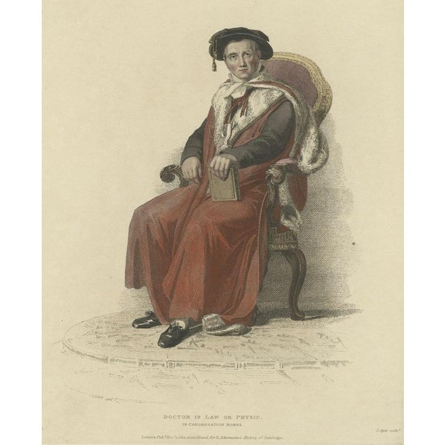 After Uwins, Illustration of a Doctor in Law or Physic, in Congregation Robes, 1814, Hand-Colored Print For Sale - Image 3 of 10