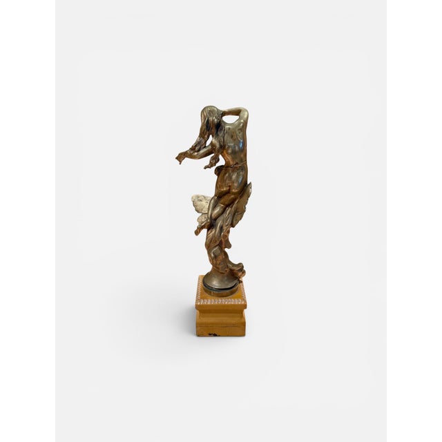 Signed French Art Nouveau Nude Figural Sculpture on Sienna Marble Base For Sale - Image 4 of 5