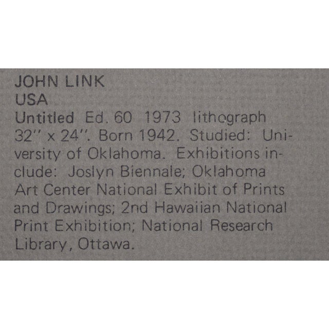 Printmaking Materials John Link (American, B.1942) "Untitled" Limited Edition Lithograph C.1973 For Sale - Image 7 of 8