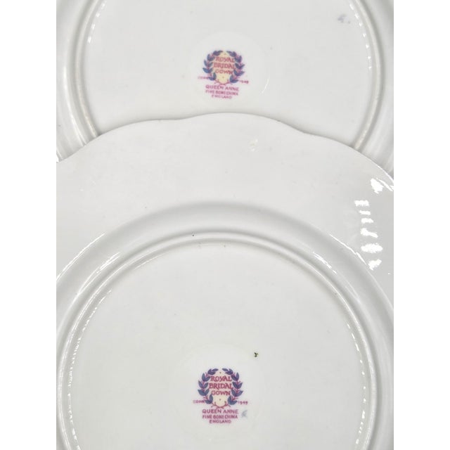 Vintage Queen Anne "Royal Bridal Gown" Duo- 1949 English Bone China- Dessert & Tea/Side Plate For Sale - Image 14 of 18