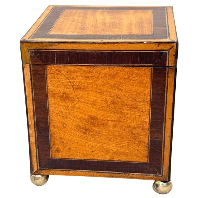 18th Century George III Satinwood Square Tea Caddy, 1790 For Sale - Image 4 of 10