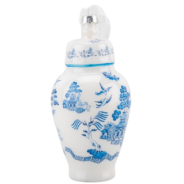 Chinoiserie Chinoiserie Blue Willow Glass Christmas Tree Ornament - A Pair For Sale - Image 3 of 7