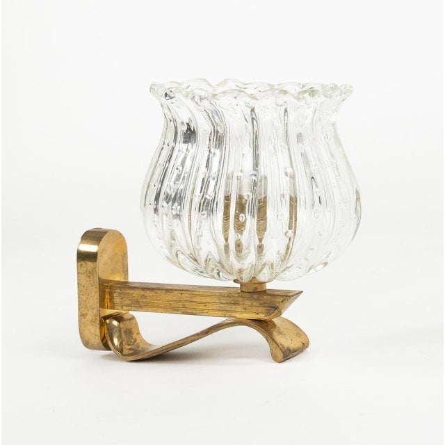 Mid-Century Sconces in Glass and Brass in the style of Barovier and Toso, Italy, 1960s, Set of 2 For Sale - Image 12 of 17