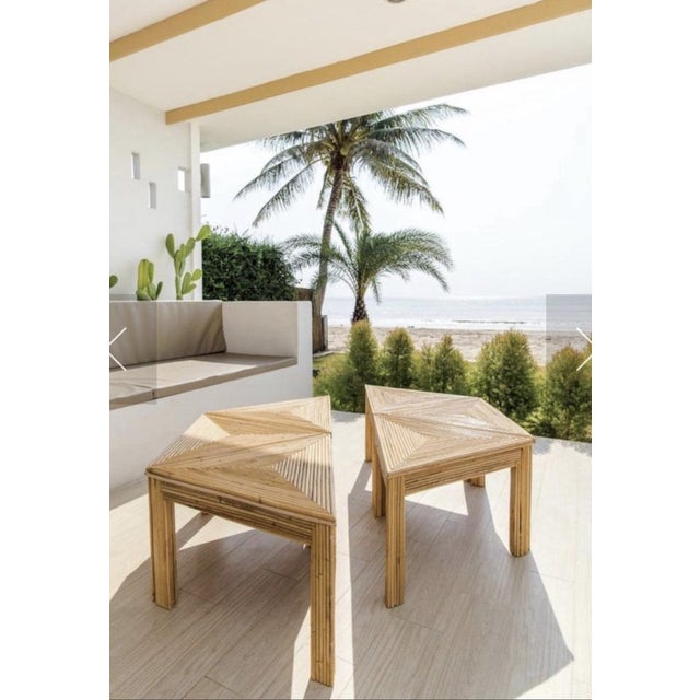 Wood Vintage Rattan Modular Coffee Tables, Set of 6 For Sale - Image 7 of 11