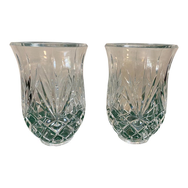 1980s Lead Crystal Votive Candle Shades - a Pair For Sale