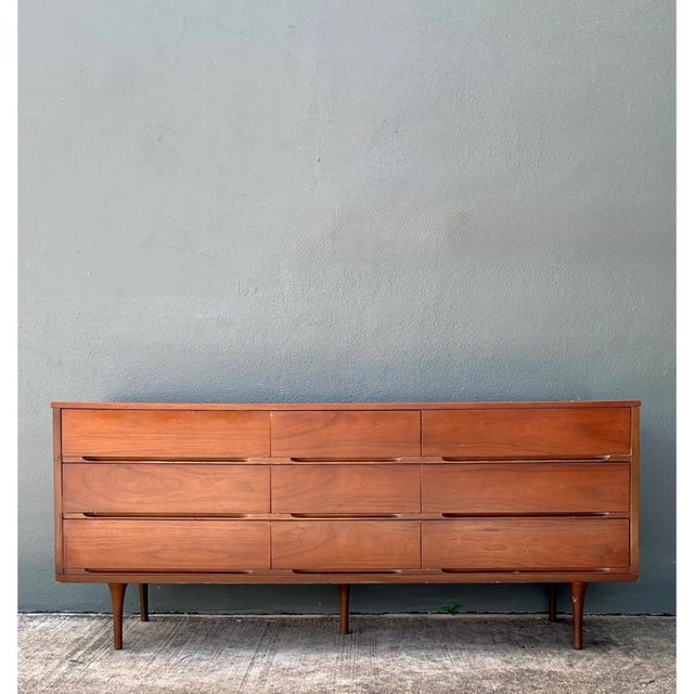 Mid-Century Modern Vintage MCM Danish Teak Nine-Drawer Dresser For Sale - Image 3 of 13