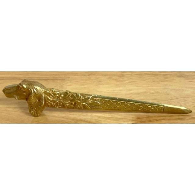Austrian Ormolu dog motif letter opener, Circa 1900, With subtle art nouveau influences, the well cast ormolu letter...