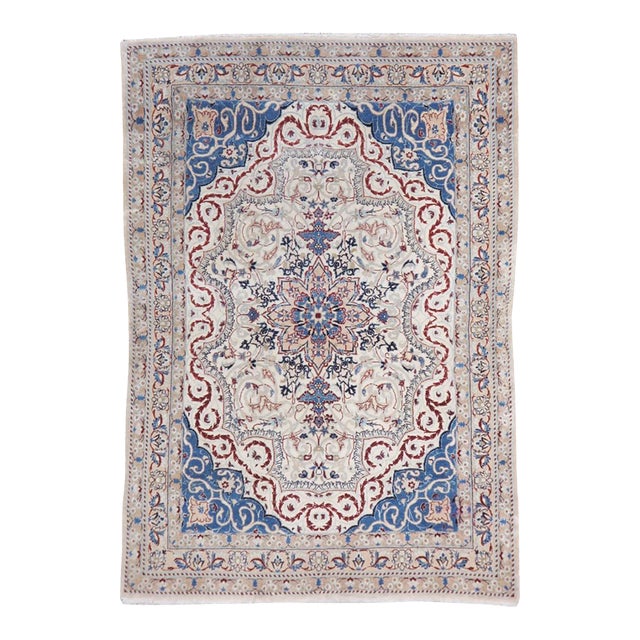 Galerie Shabab Collection Mid-20th Century Persian Nain Throw Rug For Sale
