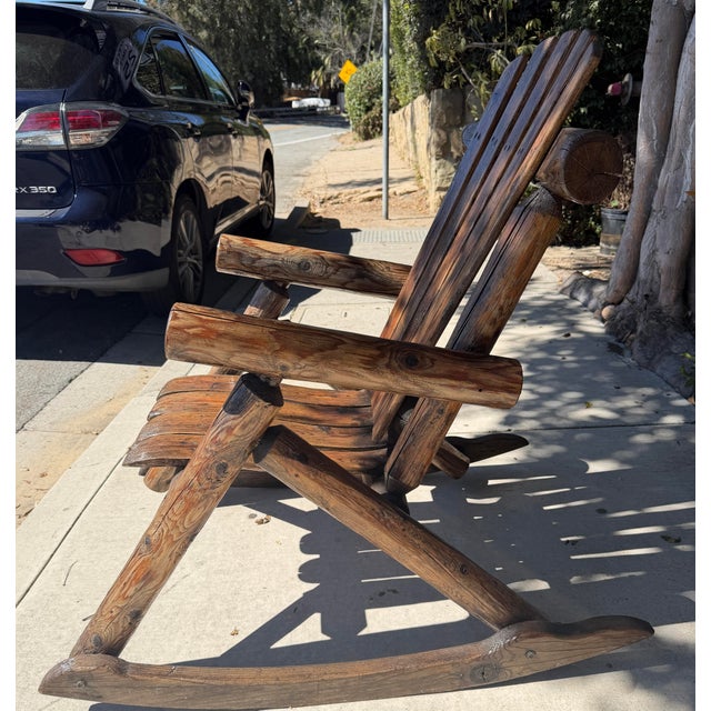 Monumental 20thc Hand Made Pine Log Rocking Chair For Sale In Los Angeles - Image 6 of 7