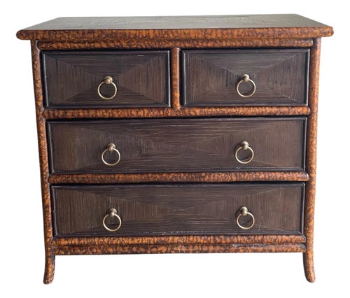 British Colonial West Palm Beach Tortoise Bamboo Chest of Drawers With Brass Hardware by Ficks Reed