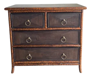 British Colonial West Palm Beach Tortoise Bamboo Chest of Drawers With Brass Hardware by Ficks Reed