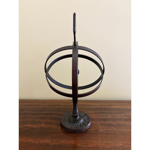 Metal Late 20th Century Black Iron Armillary Globe Sculpture – Traditional Landscape & Garden Decor For Sale - Image 7 of 9