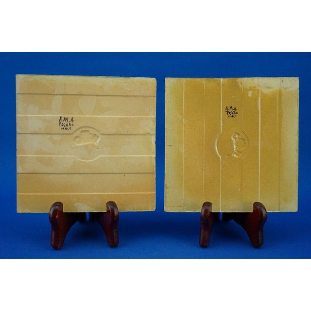 Deco Majolica Tiles with Marine, Boat, and Fish Motif by Elso Sora for Ama Pesaro, Italy, 1950s, Set of 2 For Sale - Image 18 of 18