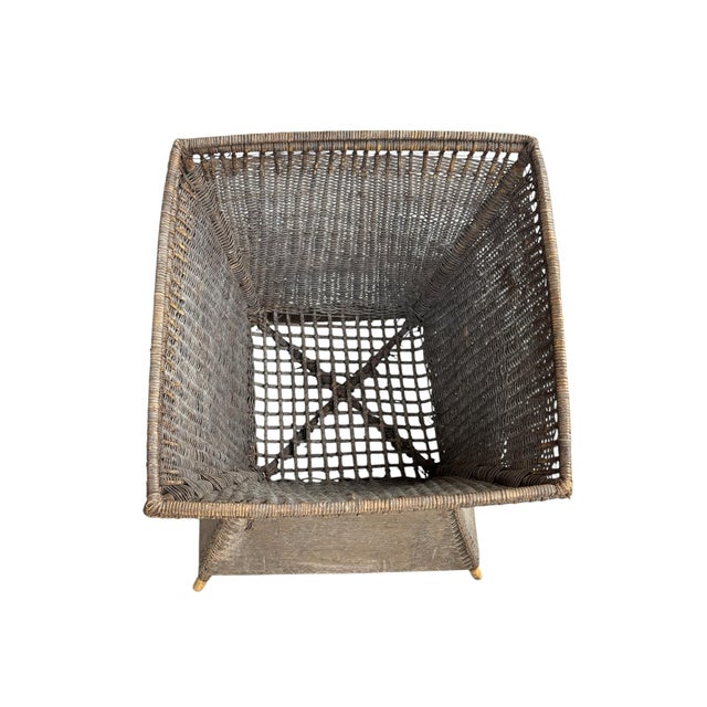 Greige Vintage Ifugao Woven Rattan and Bamboo Potato Carrying Basket From the Philippines For Sale - Image 8 of 11