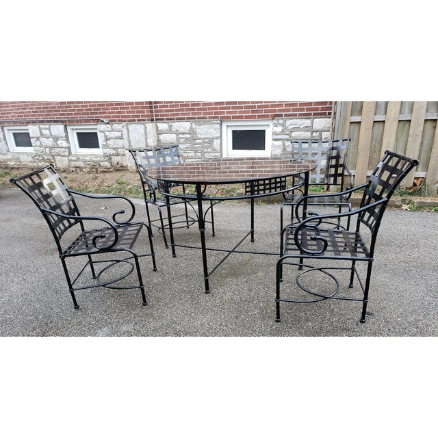 Vintage Coastal Brown Jordan Florentine Style Wrought Iron Outdoor