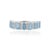 Contemporary 2.2ct Emerald-Cut Aquamarine & Diamond Half Eternity Band Ring Size 4 in 18k Gold For Sale - Image 3 of 14