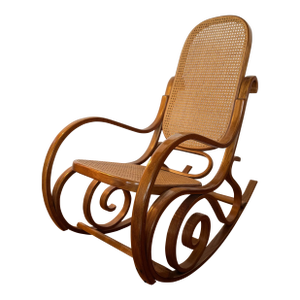Vintage Thonet-Style Bentwood Cane Rocking Chair