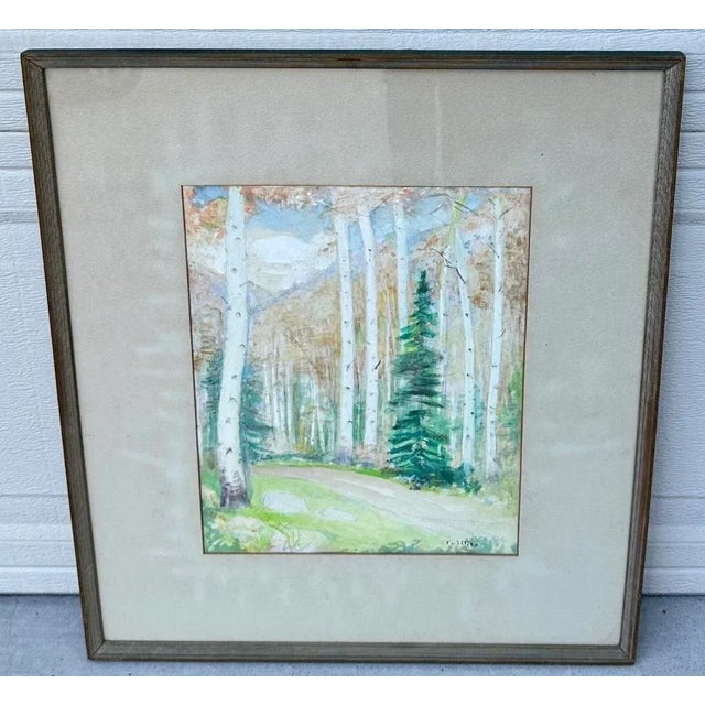 1950s Bert G. Phillips (1868–1956) "Fall Aspens" Watercolor Painting For Sale - Image 9 of 12