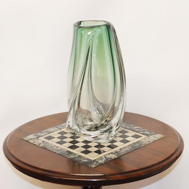 Green Green Lead Crystal Vase from Val Saint Lambert, 1950s For Sale - Image 8 of 8