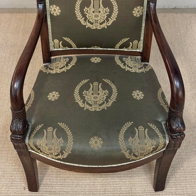 Wood 19th Century French Empire Period Mahogany Armchair For Sale - Image 7 of 18