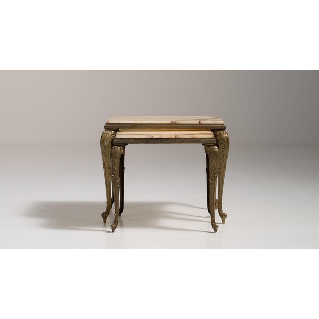 20th Century France Antique Brass Brass-Legged Nesting Console Table For Sale - Image 9 of 11