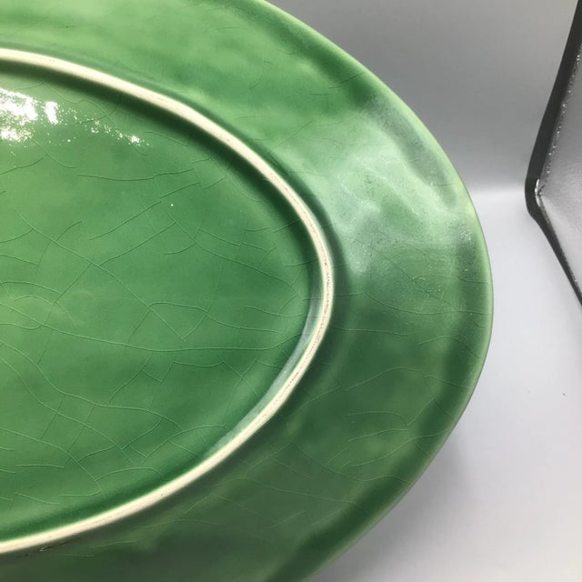 Green Portuguese Bordallo Pinheiro Green Grape and Leaf Oval Serving Dish For Sale - Image 8 of 12