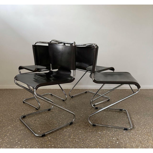 Dining chair ‘biscia’ designed by pascal morgue in the 1960s and manufactured by steiner, in france. set of 4 pieces...