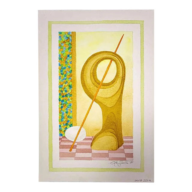 Leo Guida, Composition, Original Drawing in Watercolor, 1985 For Sale