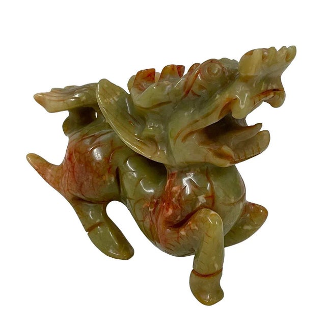 Stone Vintage Chinese Carved Jade Kilim Statues - a Pair For Sale - Image 7 of 9