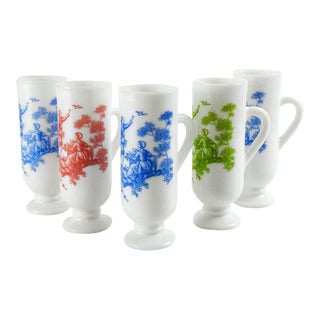 Milk Glass Irish Coffee Set - 5 Piece Set For Sale