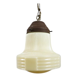 1930s Art Deco Milk Glass Pendant Light For Sale