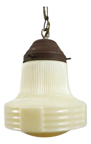 1930s Art Deco Milk Glass Pendant Light