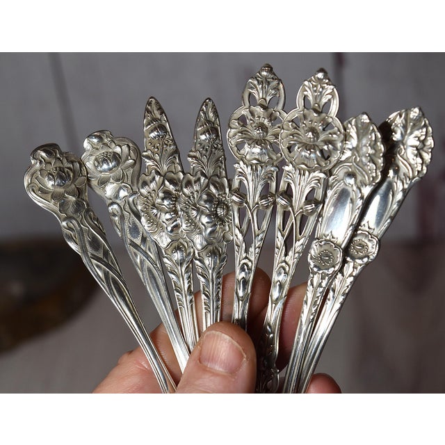Antique Collection of 8 Floral Sterling Silver Teaspoons Tea Party Set of 8 floral spoons in 4 different floral patterns....