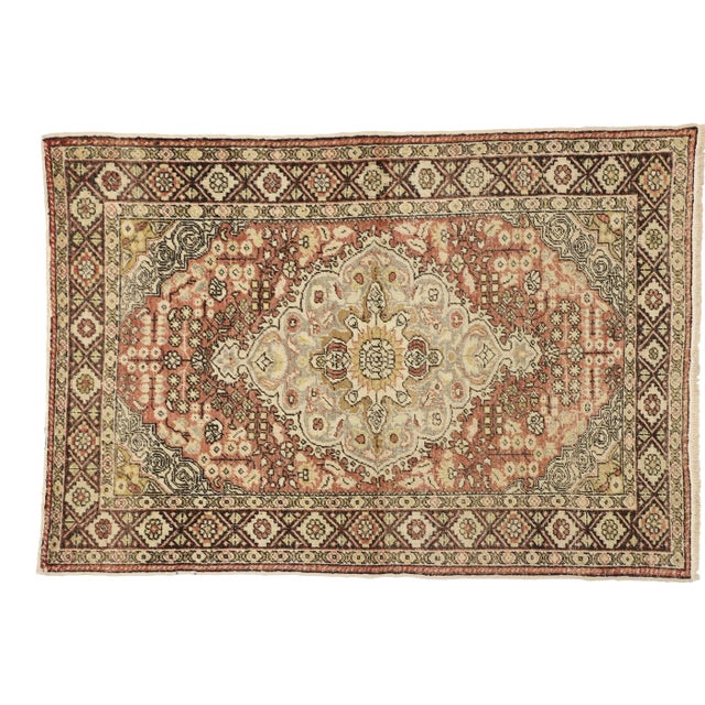 Vintage Turkish Sivas Rug With Rustic Cottage Style - 4'05 X 06'04 For Sale