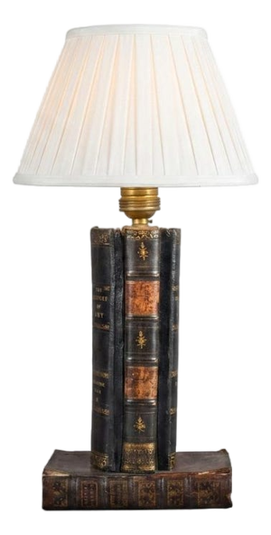 Vintage Leather-Bound Book Stack Table Lamp, Library Accent Light, English Study Style, Europe, 1950s