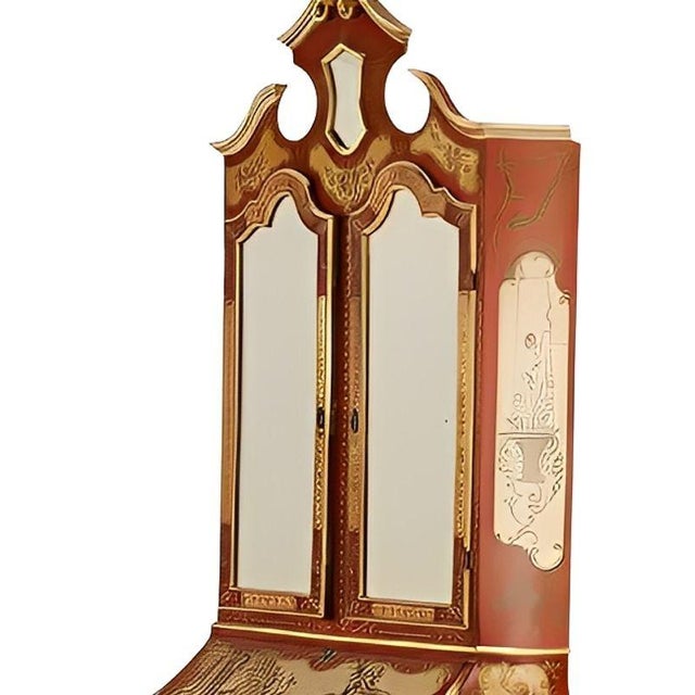 1930s Italian Venetian Rococo-Style Painted Secretary Cabinet-Mirrored Doors, C. 1930s For Sale - Image 5 of 14